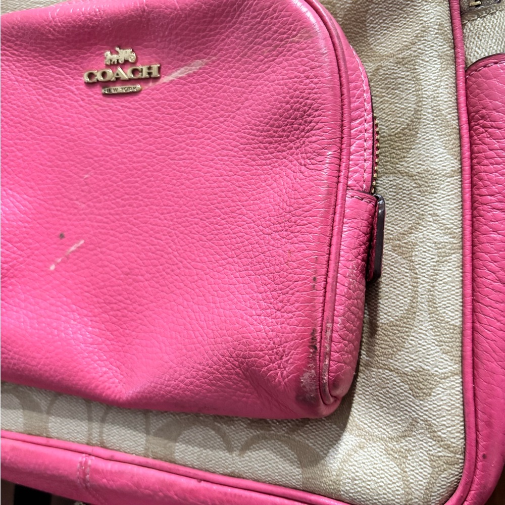 Coach Pink and Tan Women's Backpack with Wallet - Picture 4 of 9
